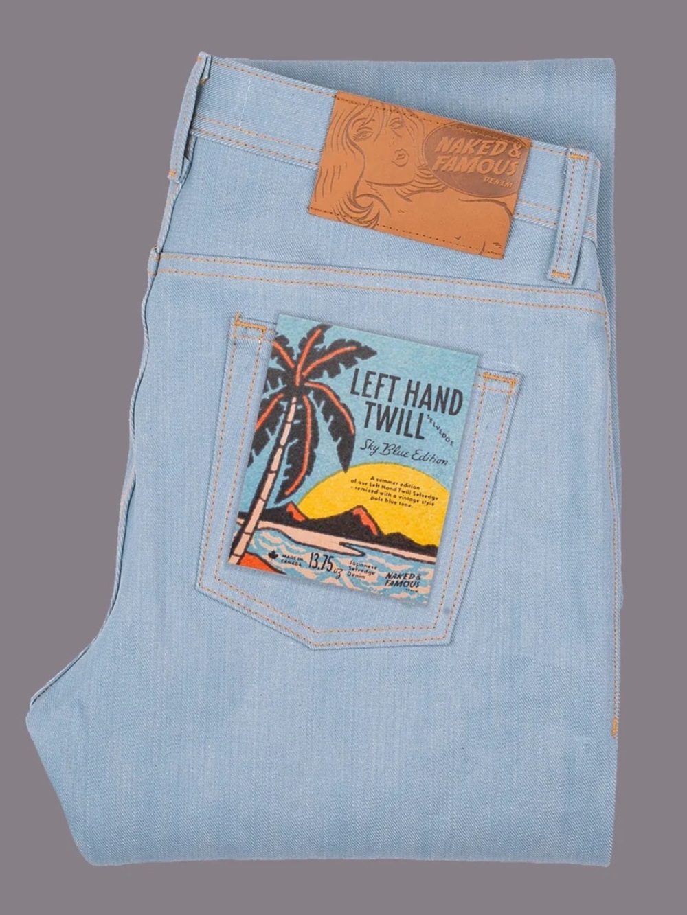 Naked & Famous Left Hand Twill Selvedge Sky Blue Jeans Weird Guy